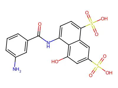 4-((3-Aminobenzoyl)amino)-5-hydroxynaphthalene-1,7-disulphonic acid structure