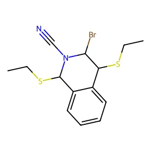 3-bromo-1,4-bis(ethylsulfanyl)-3,4-dihydro-1H-isoquinoline-2-carbonitrile structure