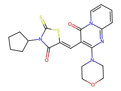 3-[(3-Cyclopentyl-4-oxo-2-sulfanylidene-1,3-thiazolidin-5-ylidene)methyl]-2-(morpholin-4-yl)-4H-pyrido[1,2-a]pyrimidin-4-one structure
