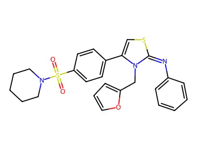 (2Z)-3-[(Furan-2-yl)methyl]-N-phenyl-4-[4-(piperidine-1-sulfonyl)phenyl]-1,3-thiazol-2(3H)-imine structure
