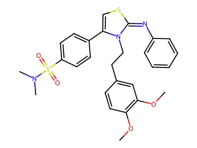 4-[3-[2-(3,4-dimethoxyphenyl)ethyl]-2-phenylimino-1,3-thiazol-4-yl]-N,N-dimethylbenzenesulfonamide structure