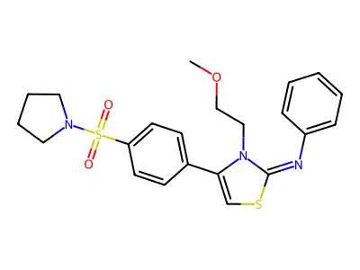 3-(2-methoxyethyl)-N-phenyl-4-(4-pyrrolidin-1-ylsulfonylphenyl)-1,3-thiazol-2-imine structure
