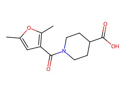 1-(2,5-Dimethylfuran-3-carbonyl)piperidine-4-carboxylic acid structure