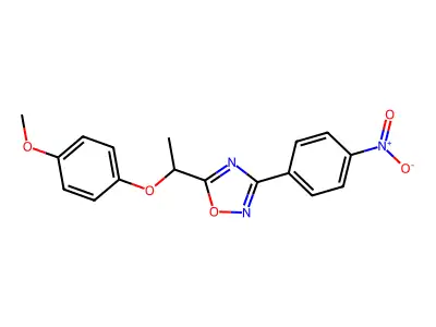 5-[1-(4-Methoxyphenoxy)ethyl]-3-(4-nitrophenyl)-1,2,4-oxadiazole structure