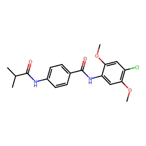 N-(4-chloro-2,5-dimethoxyphenyl)-4-(2-methylpropanoylamino)benzamide structure