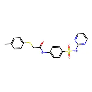 2-(4-methylphenyl)sulfanyl-N-[4-(pyrimidin-2-ylsulfamoyl)phenyl]acetamide structure