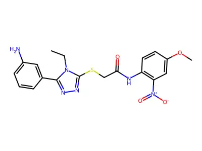 2-[[5-(3-aminophenyl)-4-ethyl-1,2,4-triazol-3-yl]sulfanyl]-N-(4-methoxy-2-nitrophenyl)acetamide structure