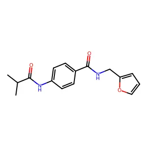 N-(furan-2-ylmethyl)-4-(2-methylpropanoylamino)benzamide structure