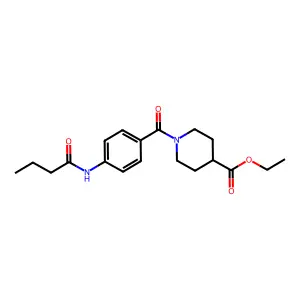 Ethyl 1-{[4-(butanoylamino)phenyl]carbonyl}piperidine-4-carboxylate structure