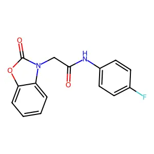 N-(4-Fluoro-phenyl)-2-(2-oxo-benzooxazol-3-yl)-acetamide structure