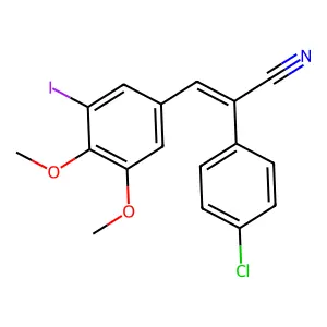 (E)-2-(4-chlorophenyl)-3-(3-iodo-4,5-dimethoxyphenyl)prop-2-enenitrile structure