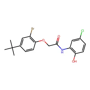 2-(2-bromo-4-tert-butylphenoxy)-N-(5-chloro-2-hydroxyphenyl)acetamide structure