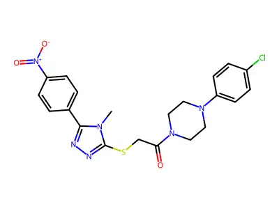 1-[4-(4-chlorophenyl)piperazin-1-yl]-2-[[4-methyl-5-(4-nitrophenyl)-1,2,4-triazol-3-yl]sulfanyl]ethanone structure