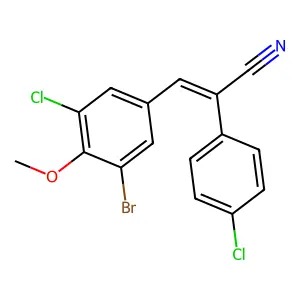 (E)-3-(3-bromo-5-chloro-4-methoxyphenyl)-2-(4-chlorophenyl)prop-2-enenitrile structure