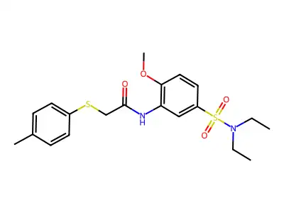 N-[5-(diethylsulfamoyl)-2-methoxyphenyl]-2-(4-methylphenyl)sulfanylacetamide structure