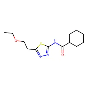 N-[5-(2-ethoxyethyl)-1,3,4-thiadiazol-2-yl]cyclohexanecarboxamide structure