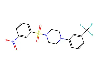 1-(3-Nitrophenyl)sulfonyl-4-[3-(trifluoromethyl)phenyl]piperazine structure