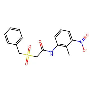 2-(benzylsulfonyl)-N-(2-methyl-3-nitrophenyl)acetamide structure