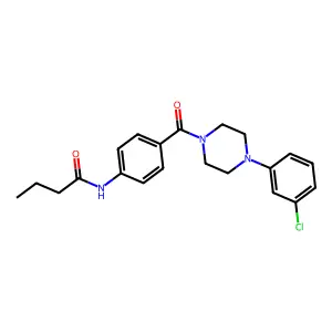 N-[4-[4-(3-chlorophenyl)piperazine-1-carbonyl]phenyl]butanamide structure