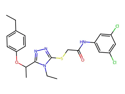 N-(3,5-dichlorophenyl)-2-({4-ethyl-5-[1-(4-ethylphenoxy)ethyl]-4H-1,2,4-triazol-3-yl}sulfanyl)acetamide structure