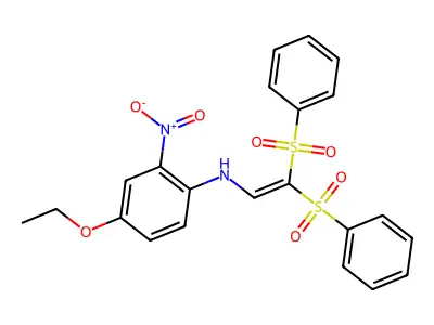 N-[2,2-bis(benzenesulfonyl)ethenyl]-4-ethoxy-2-nitroaniline structure