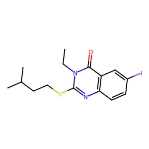 3-Ethyl-6-iodo-2-(3-methylbutylsulfanyl)quinazolin-4-one structure