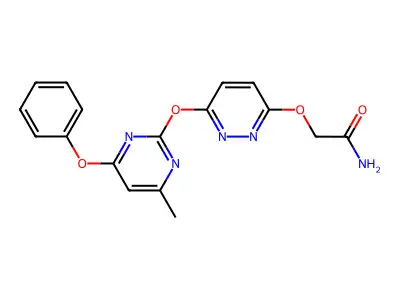 2-[6-(4-Methyl-6-phenoxypyrimidin-2-yl)oxypyridazin-3-yl]oxyacetamide structure