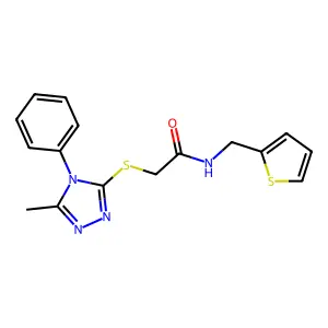 2-[(5-methyl-4-phenyl-4H-1,2,4-triazol-3-yl)thio]-N-(2-thienylmethyl)acetamide structure