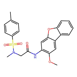 N-(2-methoxydibenzofuran-3-yl)-2-[methyl-(4-methylphenyl)sulfonylamino]acetamide structure