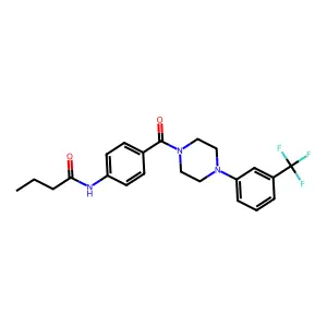 N-[4-[4-[3-(trifluoromethyl)phenyl]piperazine-1-carbonyl]phenyl]butanamide structure