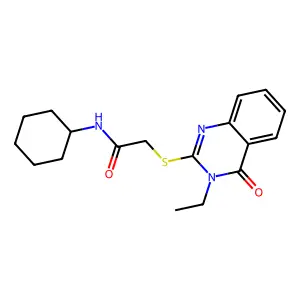 N-cyclohexyl-2-(3-ethyl-4-oxoquinazolin-2-yl)sulfanylacetamide structure