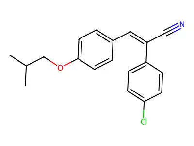 (E)-2-(4-chlorophenyl)-3-[4-(2-methylpropoxy)phenyl]prop-2-enenitrile structure
