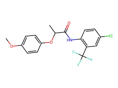 N-[4-chloro-2-(trifluoromethyl)phenyl]-2-(4-methoxyphenoxy)propanamide structure