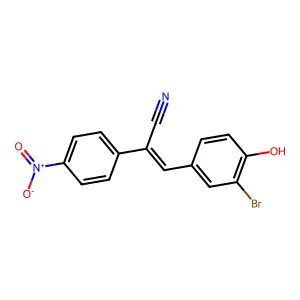 (E)-3-(3-bromo-4-hydroxyphenyl)-2-(4-nitrophenyl)prop-2-enenitrile structure