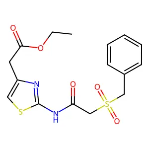 Ethyl (2-{[(benzylsulfonyl)acetyl]amino}-1,3-thiazol-4-yl)acetate structure