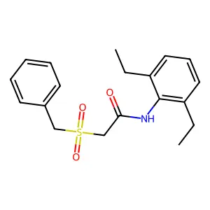 2-benzylsulfonyl-N-(2,6-diethylphenyl)acetamide structure