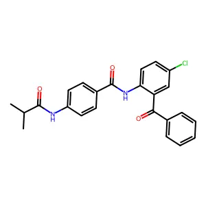 N-(2-benzoyl-4-chlorophenyl)-4-(2-methylpropanoylamino)benzamide structure
