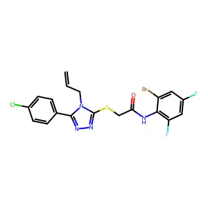 N-(2-bromo-4,6-difluorophenyl)-2-{[5-(4-chlorophenyl)-4-(prop-2-en-1-yl)-4H-1,2,4-triazol-3-yl]sulfanyl}acetamide structure