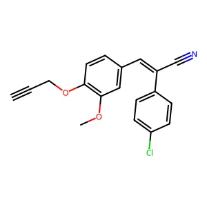 (E)-2-(4-chlorophenyl)-3-(3-methoxy-4-prop-2-ynoxyphenyl)prop-2-enenitrile structure