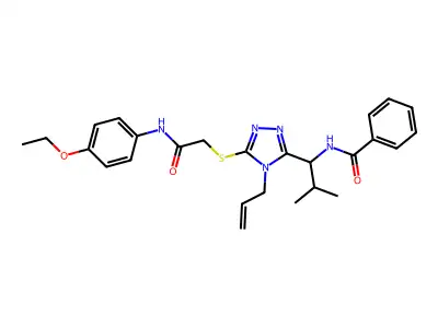 N-[1-[5-[2-(4-ethoxyanilino)-2-oxoethyl]sulfanyl-4-prop-2-enyl-1,2,4-triazol-3-yl]-2-methylpropyl]benzamide structure