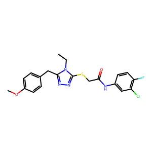 N-(3-Chloro-4-fluorophenyl)-2-[[4-ethyl-5-[(4-methoxyphenyl)methyl]-4H-1,2,4-triazol-3-yl]thio]acetamide structure