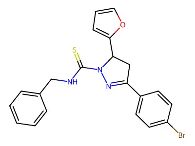 N-benzyl-5-(4-bromophenyl)-3-(furan-2-yl)-3,4-dihydropyrazole-2-carbothioamide structure