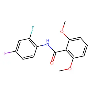 N-(2-fluoro-4-iodophenyl)-2,6-dimethoxybenzamide structure