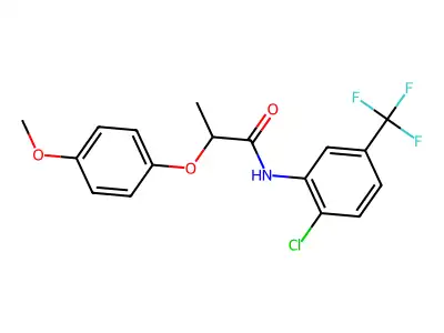 N-[2-chloro-5-(trifluoromethyl)phenyl]-2-(4-methoxyphenoxy)propanamide structure