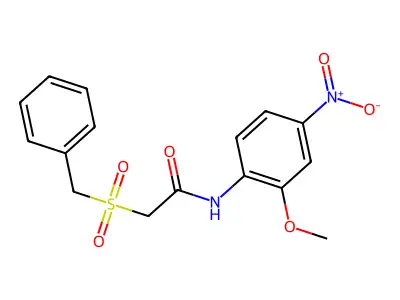 2-benzylsulfonyl-N-(2-methoxy-4-nitrophenyl)acetamide structure