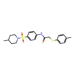 2-(4-methylphenyl)sulfanyl-N-[4-(4-methylpiperidin-1-yl)sulfonylphenyl]acetamide structure