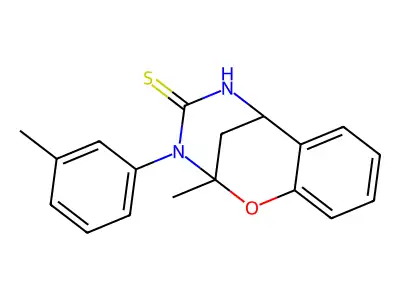 2-methyl-3-(3-methylphenyl)-2,3,5,6-tetrahydro-4H-2,6-methano-1,3,5-benzoxadiazocine-4-thione structure