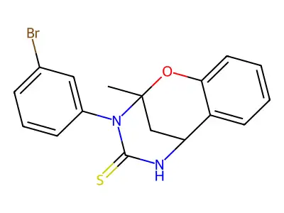 3-(3-bromophenyl)-2-methyl-2,3,5,6-tetrahydro-4H-2,6-methano-1,3,5-benzoxadiazocine-4-thione structure