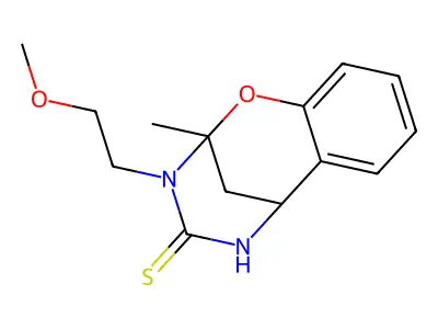 3-(2-methoxyethyl)-2-methyl-2,3,5,6-tetrahydro-4H-2,6-methano-1,3,5-benzoxadiazocine-4-thione structure