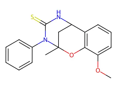 10-methoxy-2-methyl-3-phenyl-2,3,5,6-tetrahydro-4H-2,6-methano-1,3,5-benzoxadiazocine-4-thione structure